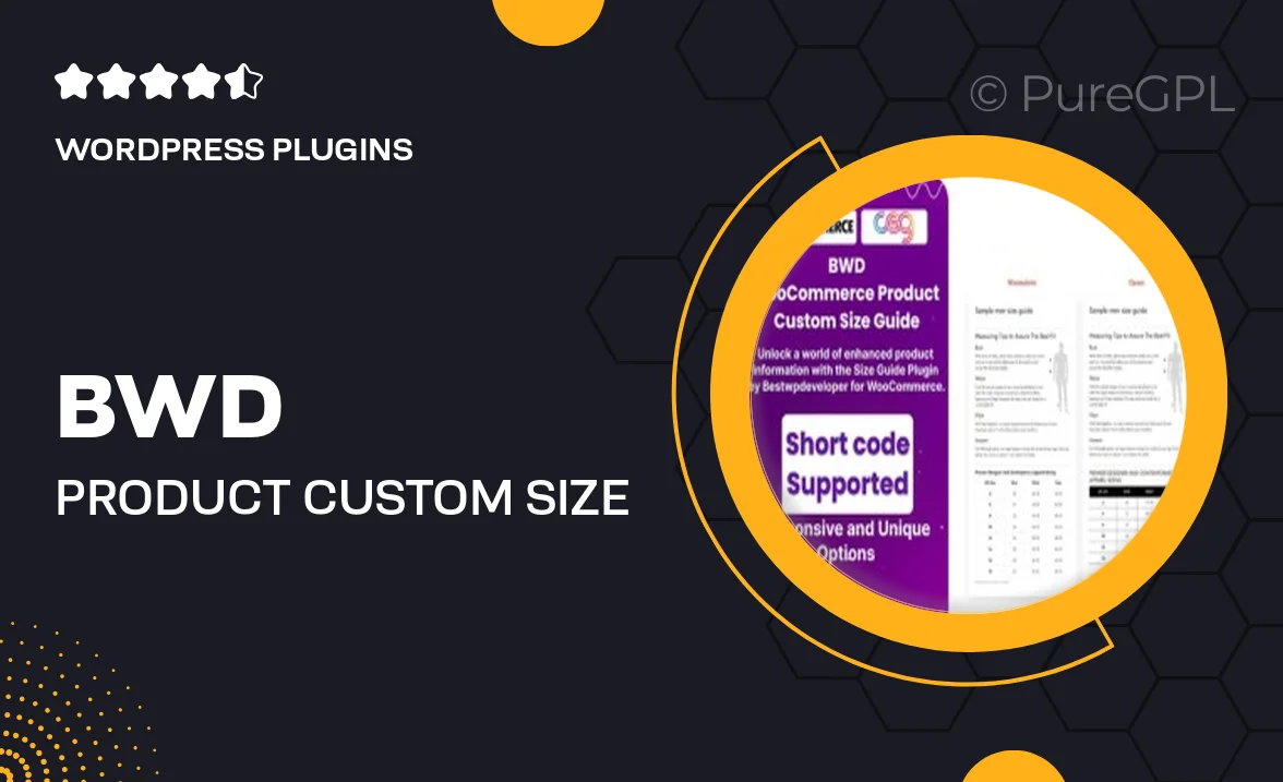 BWD Product Custom Size Guide For WooCommerce Plugin