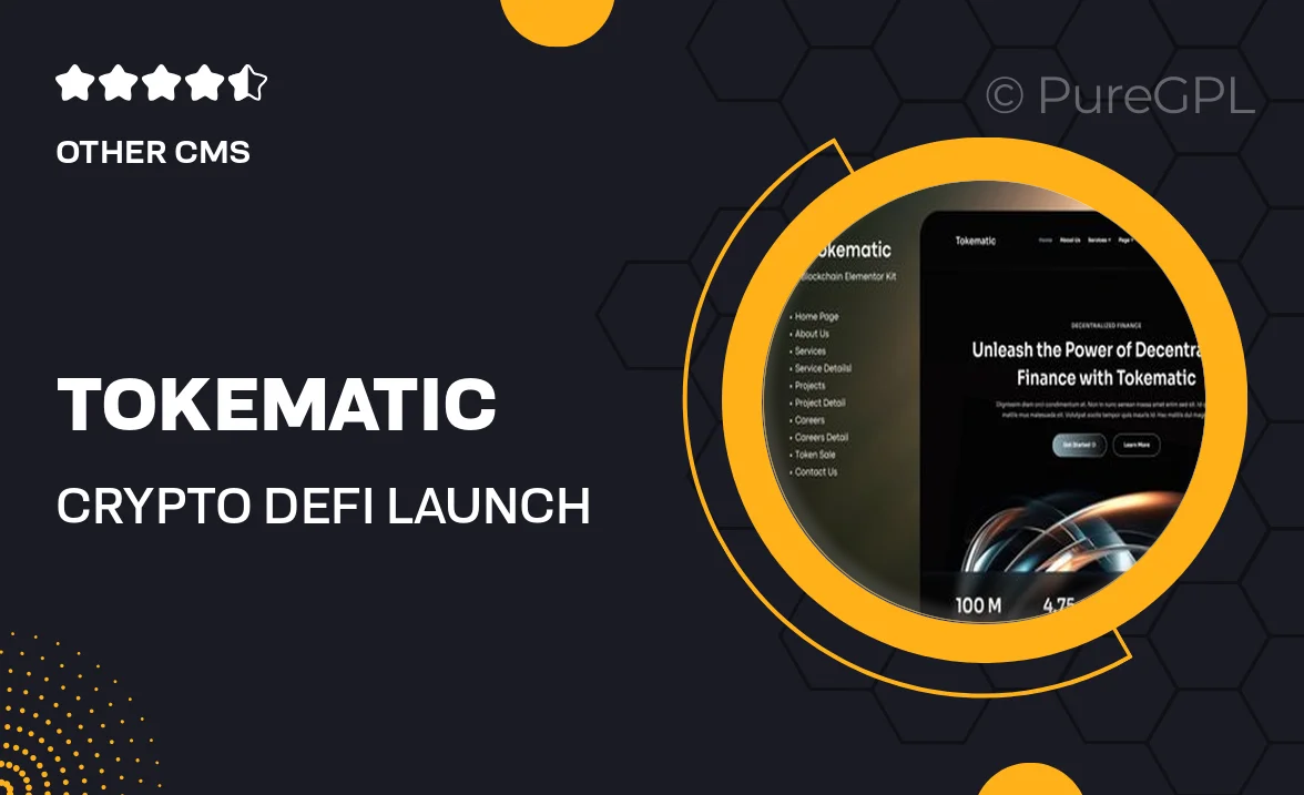 Tokematic – Crypto Defi Launch Elementor Template Kit