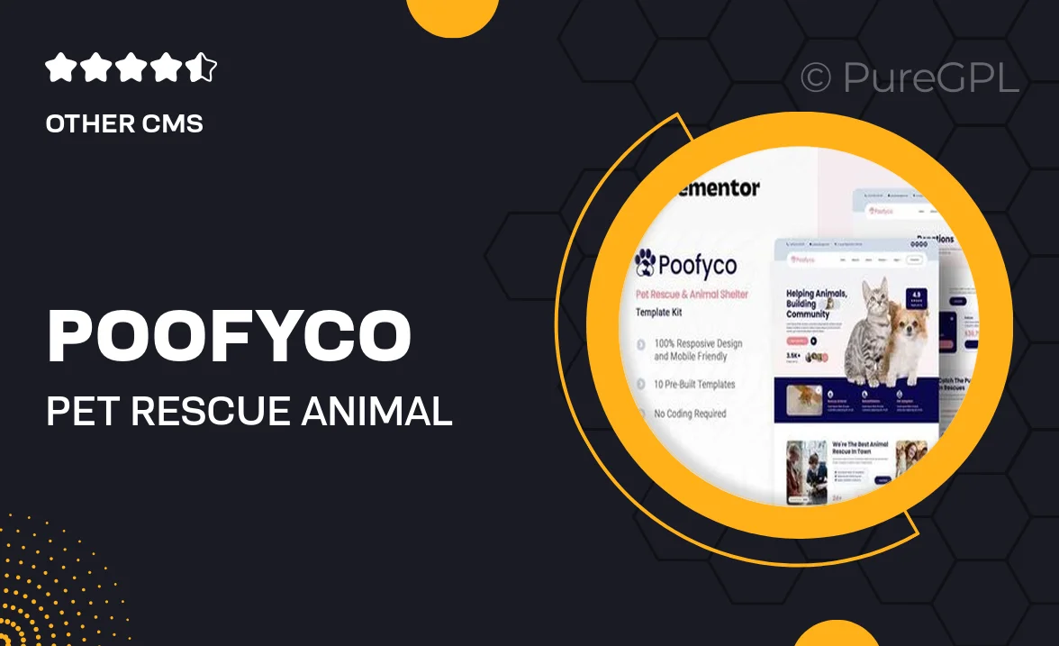 Poofyco – Pet Rescue & Animal Shelter Elementor Template Kit